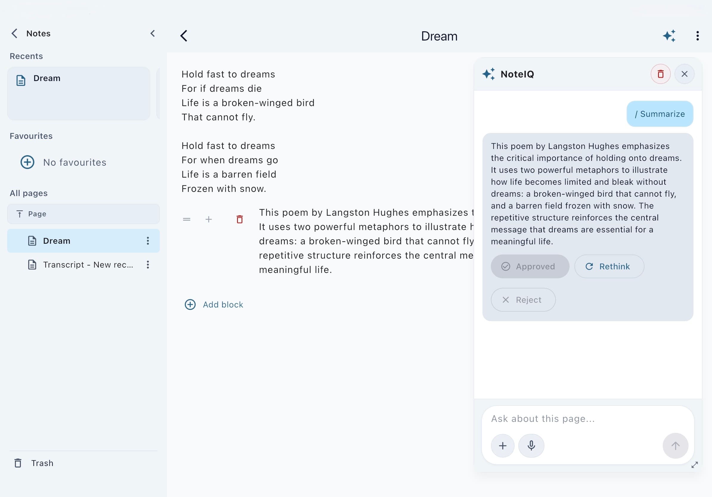 Noteara AI summarize and chat with NoteIQ