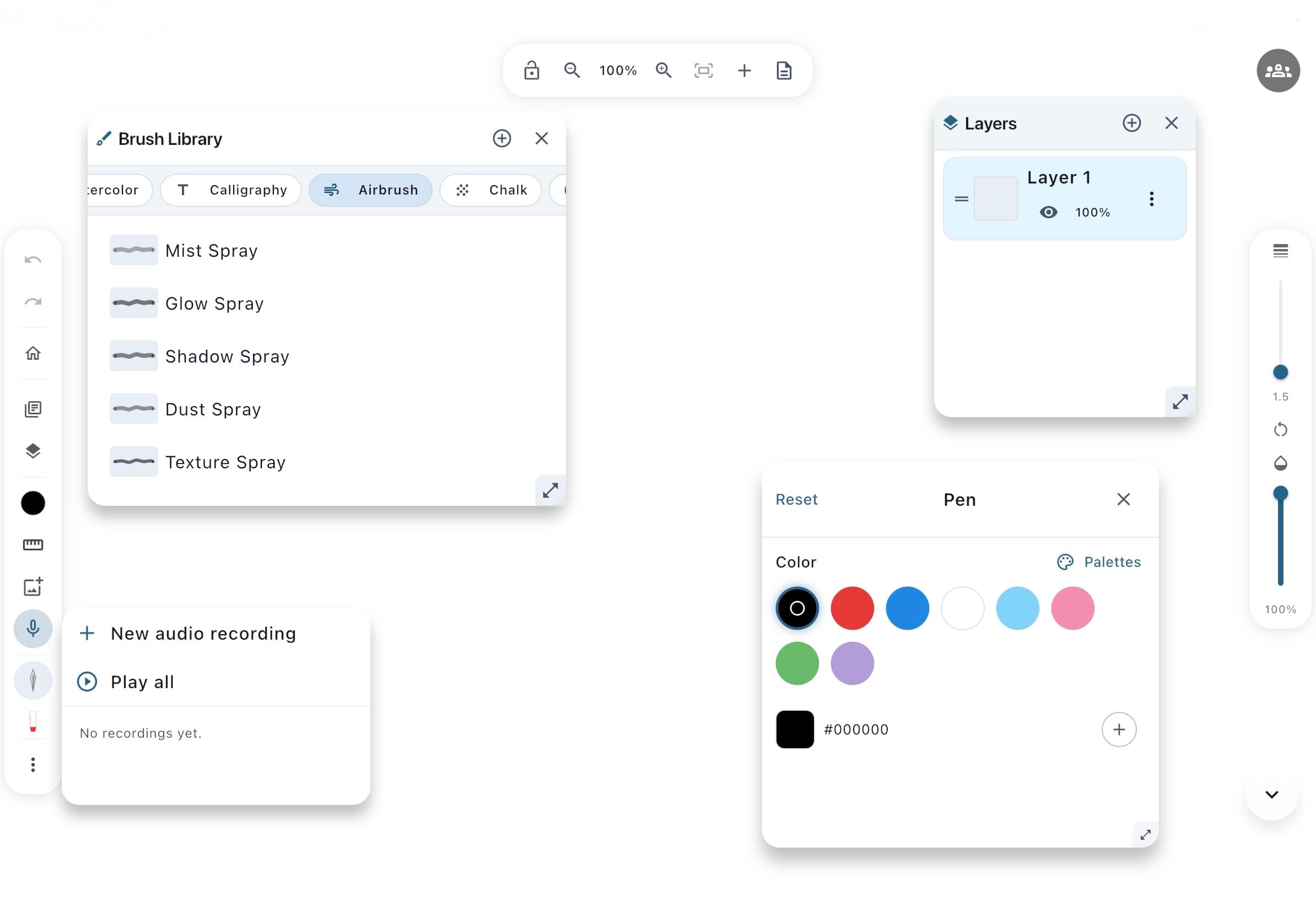 Noteara drawing tools and assistant-style UI on iPad